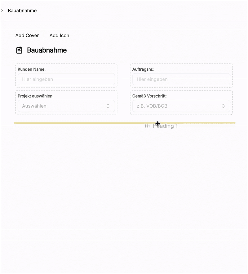 ProtocolHero-Editor mit einer digitalen Bauabnahme-Vorlage