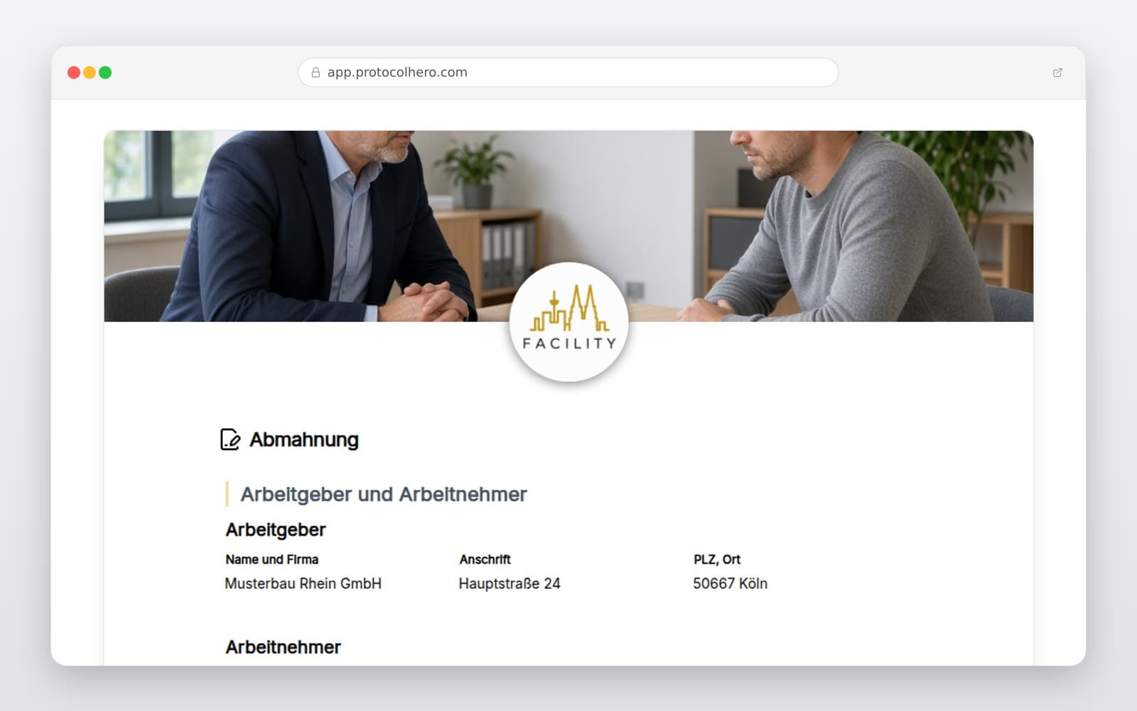 Vorschau der Vorlage „Abmahnung Vorlage – Fehlverhalten strukturiert dokumentieren"