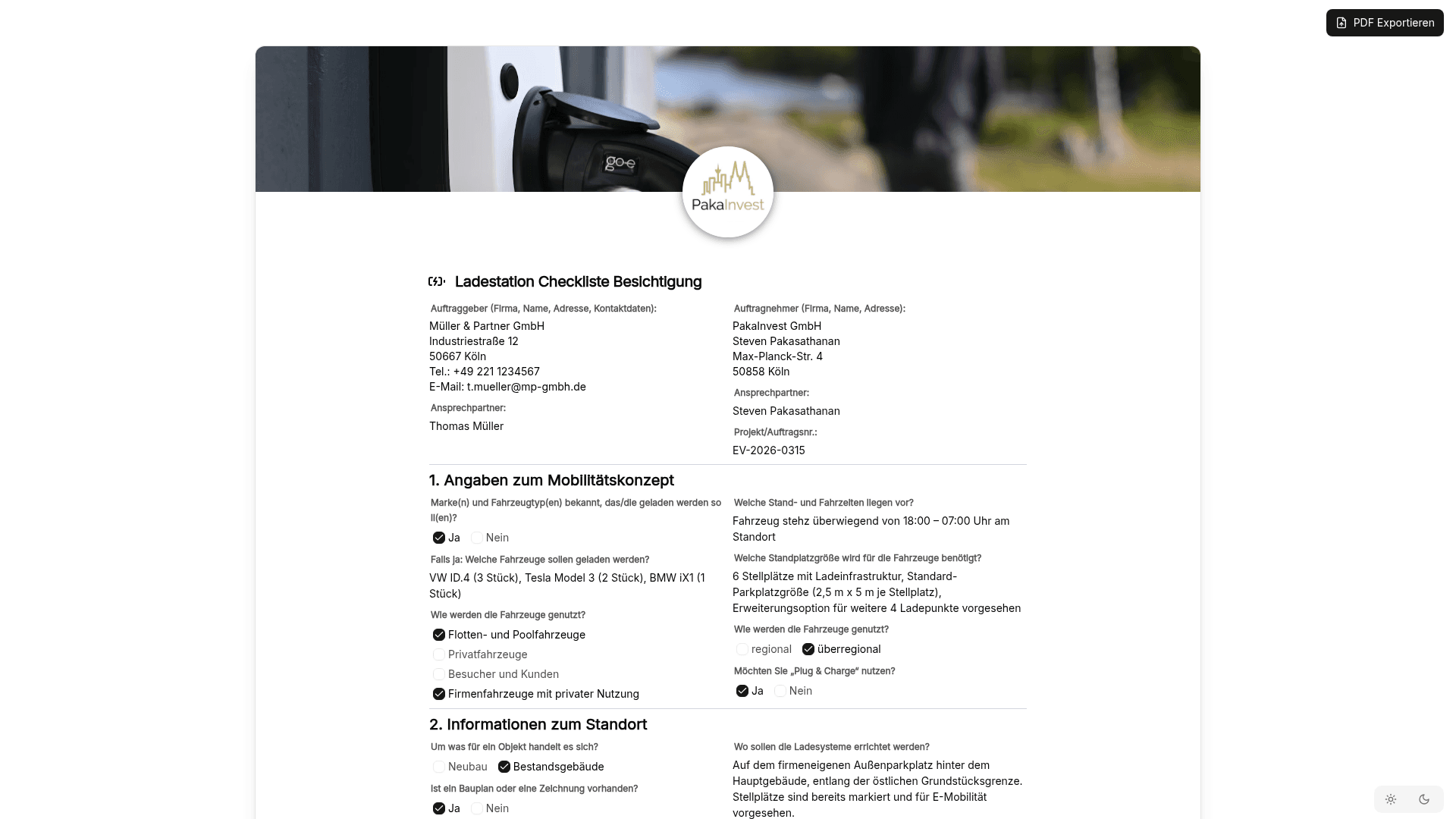 Vorschau der Vorlage „Ladestation Checkliste Besichtigung – Wallbox & E-Mobilität Vor-Ort-Aufnahme"