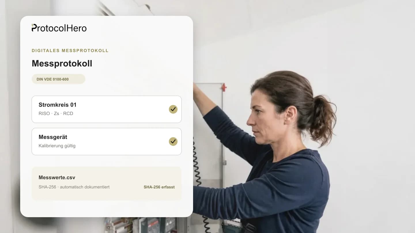 Messgerät und digitales Messprotokoll an einer Elektroverteilung
