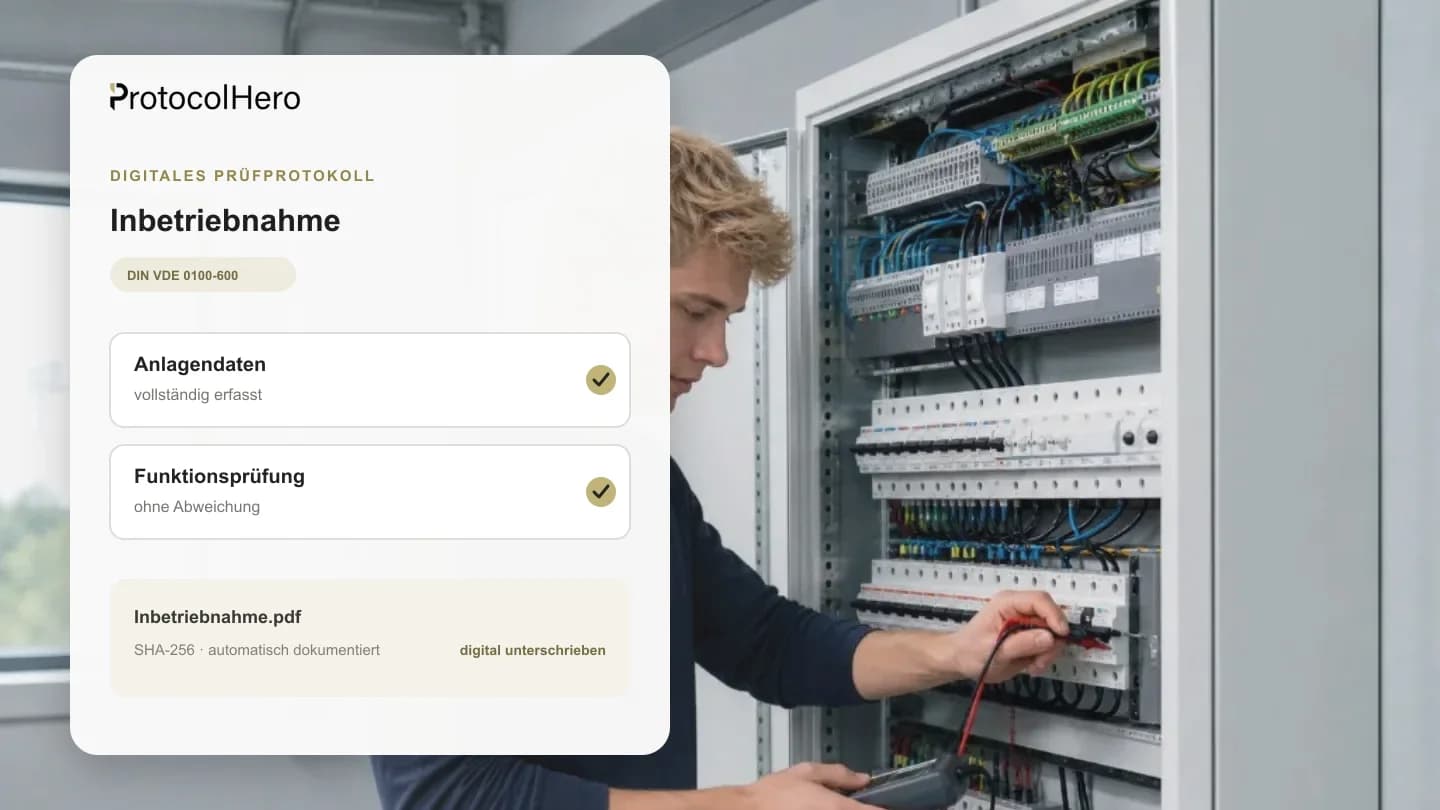 Elektrofachkraft prüft eine neue Niederspannungsverteilung