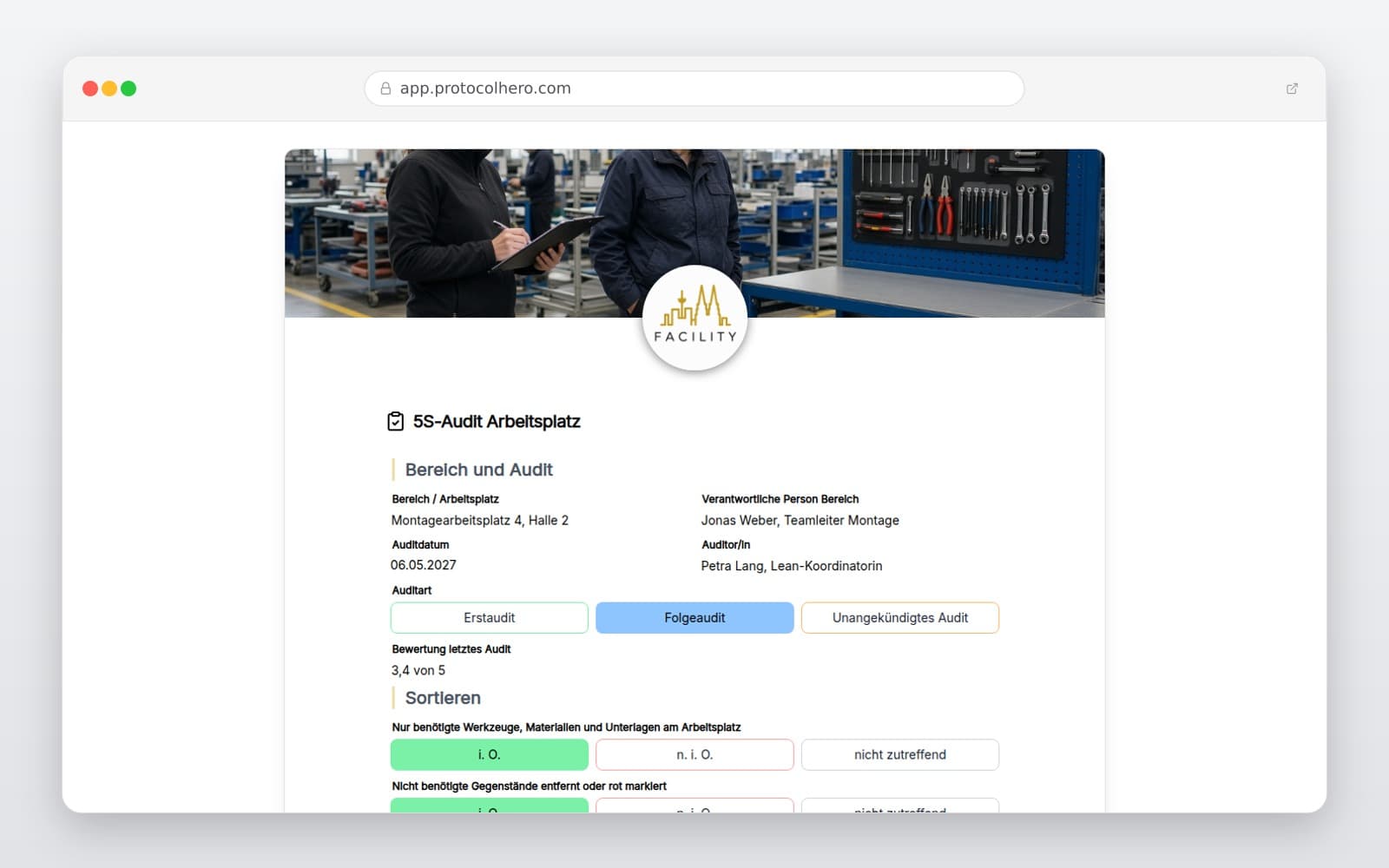 Vorschau der Vorlage „5S-Audit Arbeitsplatz"