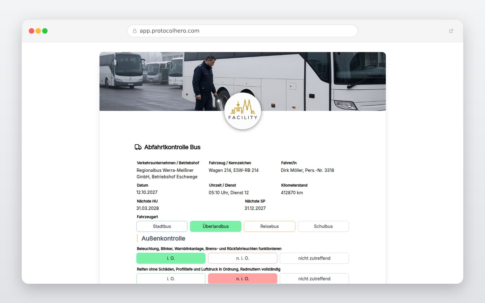 Vorschau der Vorlage „Abfahrtkontrolle Bus"