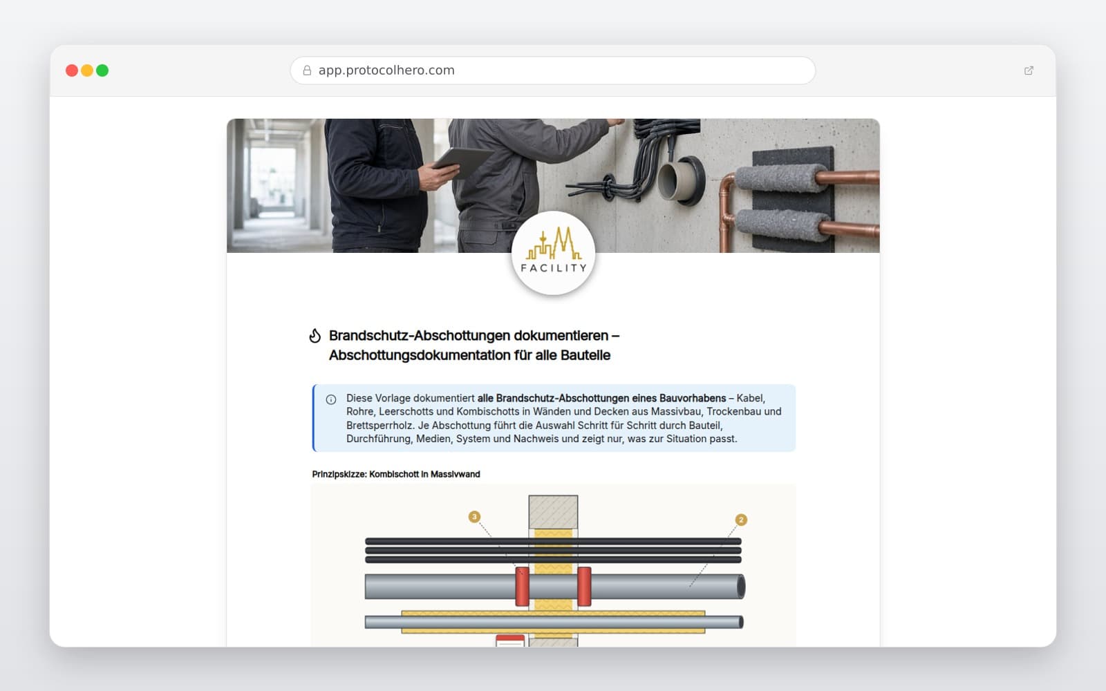 Vorschau der Vorlage „Brandschutz-Abschottungen dokumentieren – Abschottungsdokumentation für alle Bauteile"