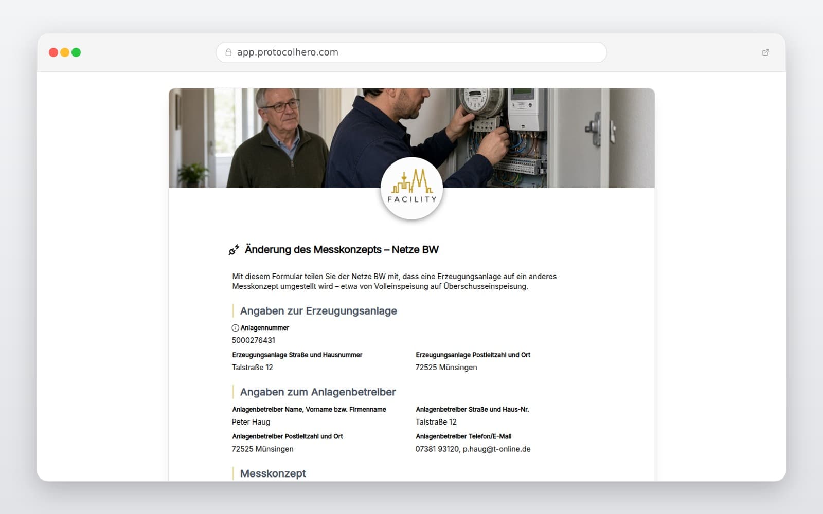 Vorschau der Vorlage „Änderung des Messkonzepts – Netze BW"