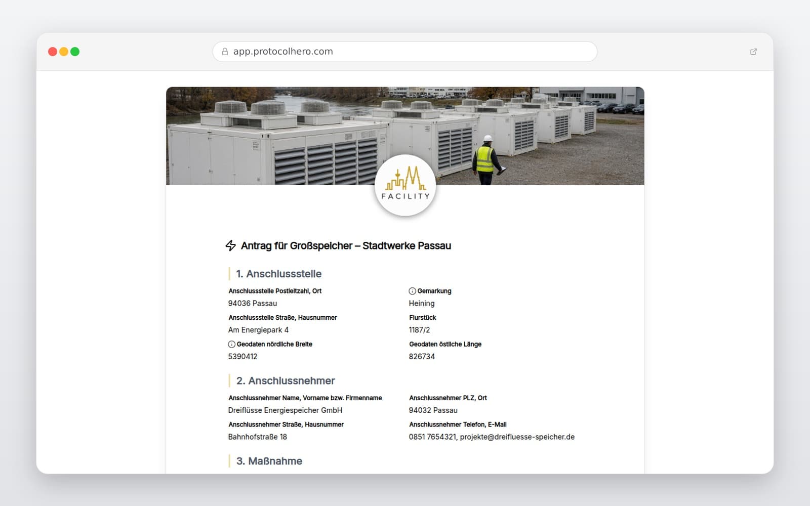 Vorschau der Vorlage „Antrag für Großspeicher – Stadtwerke Passau"