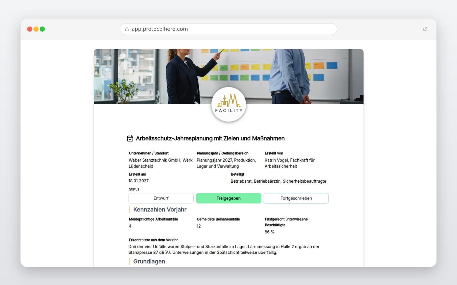 Vorschau der Vorlage „Arbeitsschutz-Jahresplanung mit Zielen und Maßnahmen"