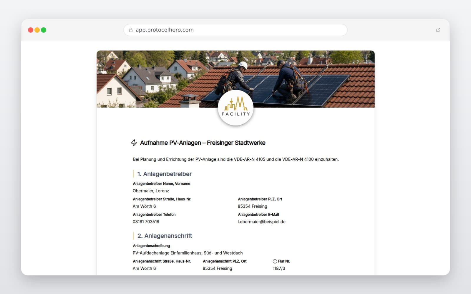 Vorschau der Vorlage „Aufnahme PV-Anlagen – Freisinger Stadtwerke"
