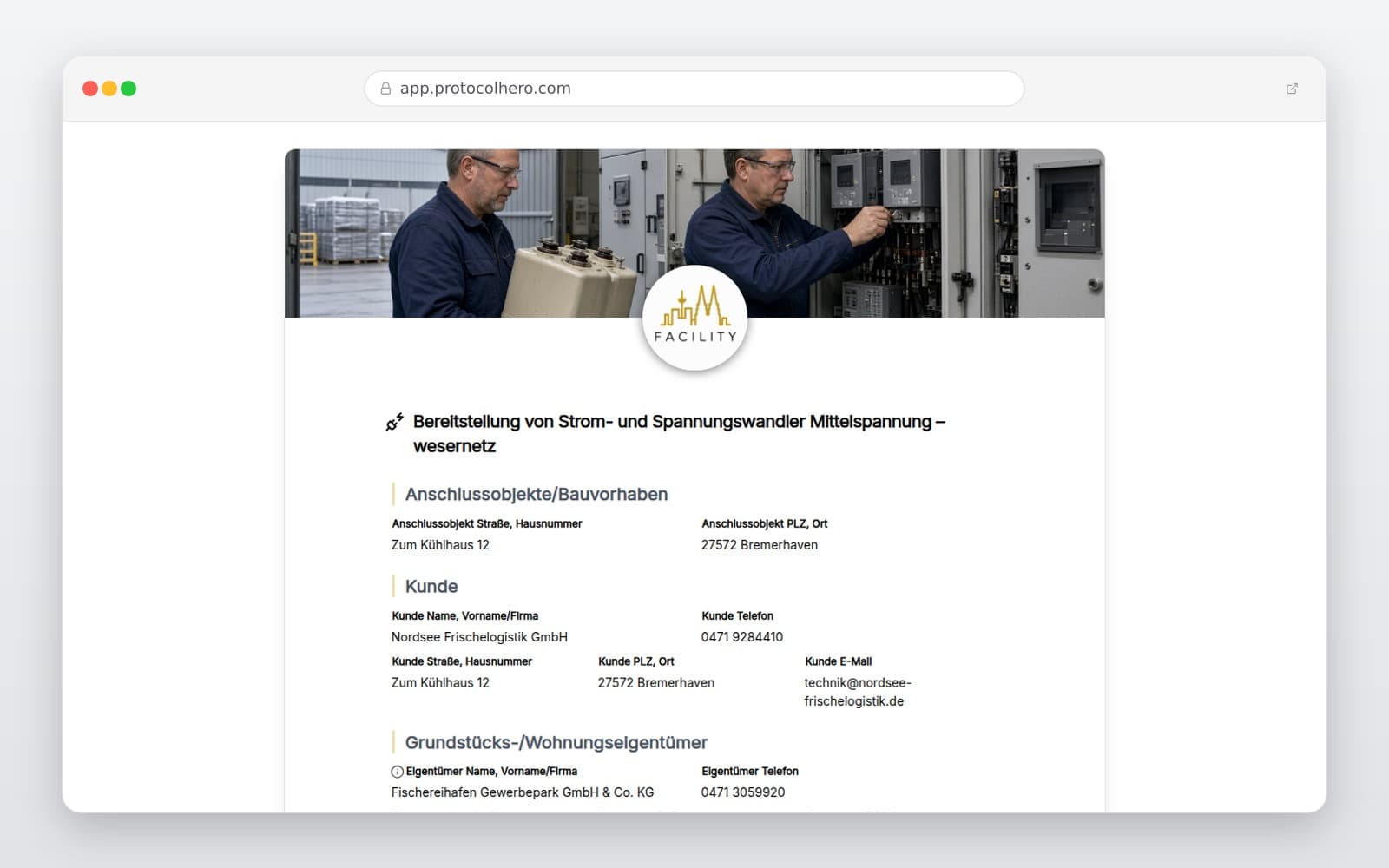 Vorschau der Vorlage „Bereitstellung von Strom- und Spannungswandler Mittelspannung – wesernetz"