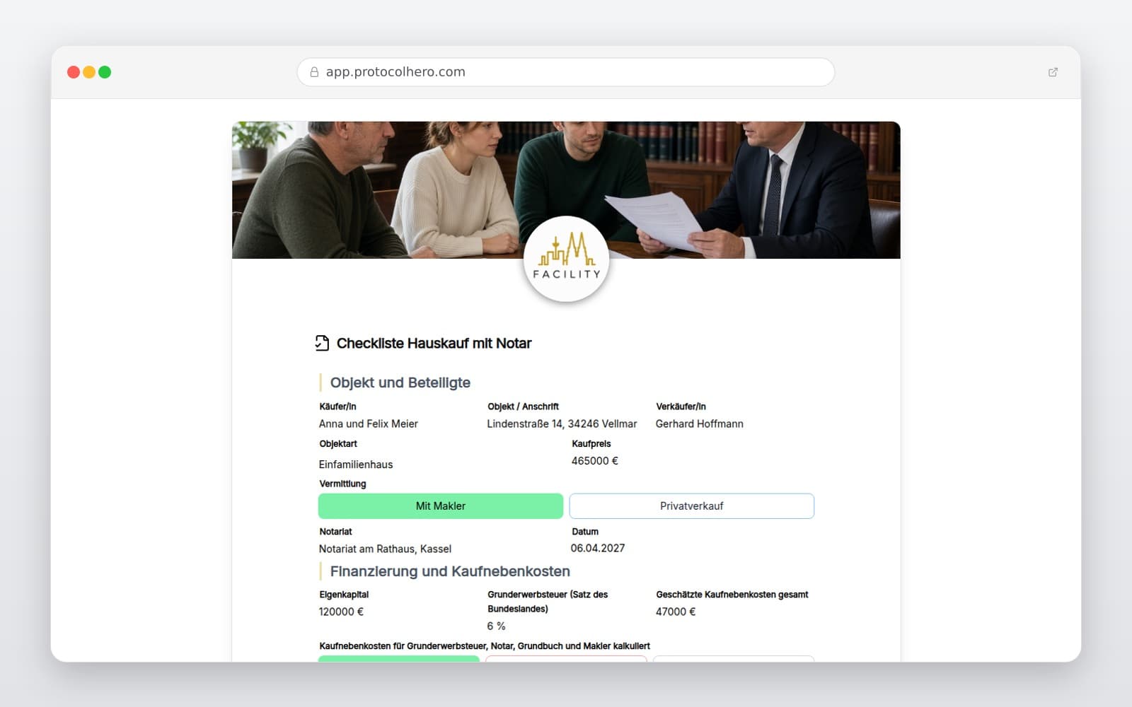 Vorschau der Vorlage „Checkliste Hauskauf mit Notar"