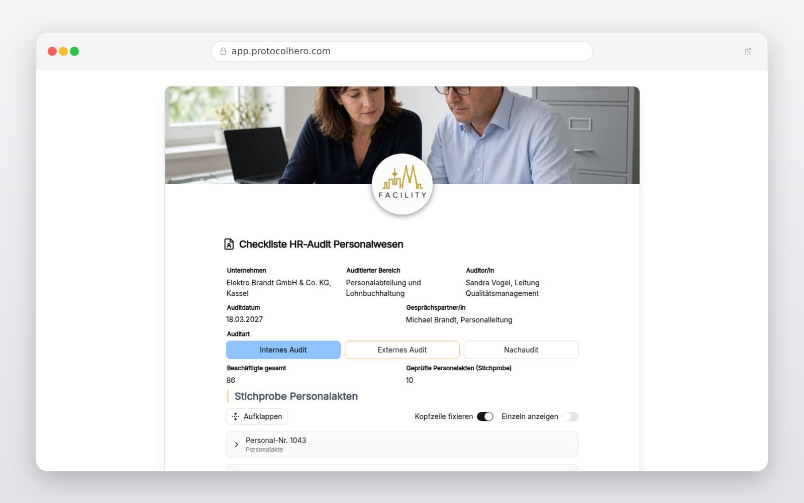 Vorschau der Vorlage „Checkliste HR-Audit Personalwesen"