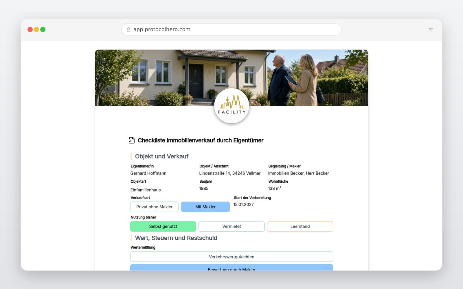 Vorschau der Vorlage „Checkliste Immobilienverkauf durch Eigentümer"
