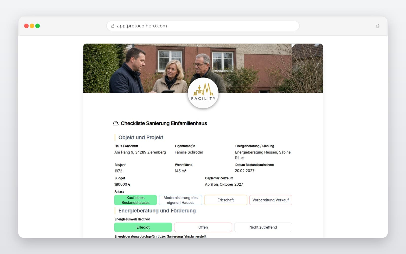 Vorschau der Vorlage „Checkliste Sanierung Einfamilienhaus"