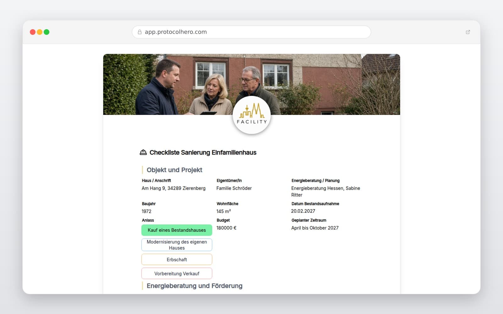 Vorschau der Vorlage „Checkliste Sanierung Einfamilienhaus"