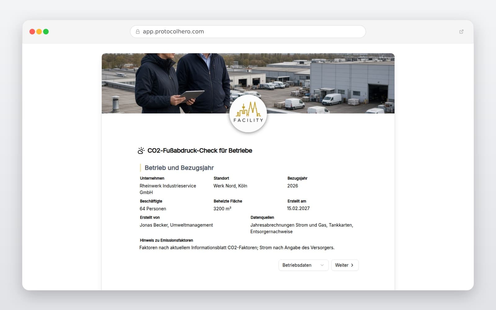Vorschau der Vorlage „CO2-Fußabdruck-Check für Betriebe"