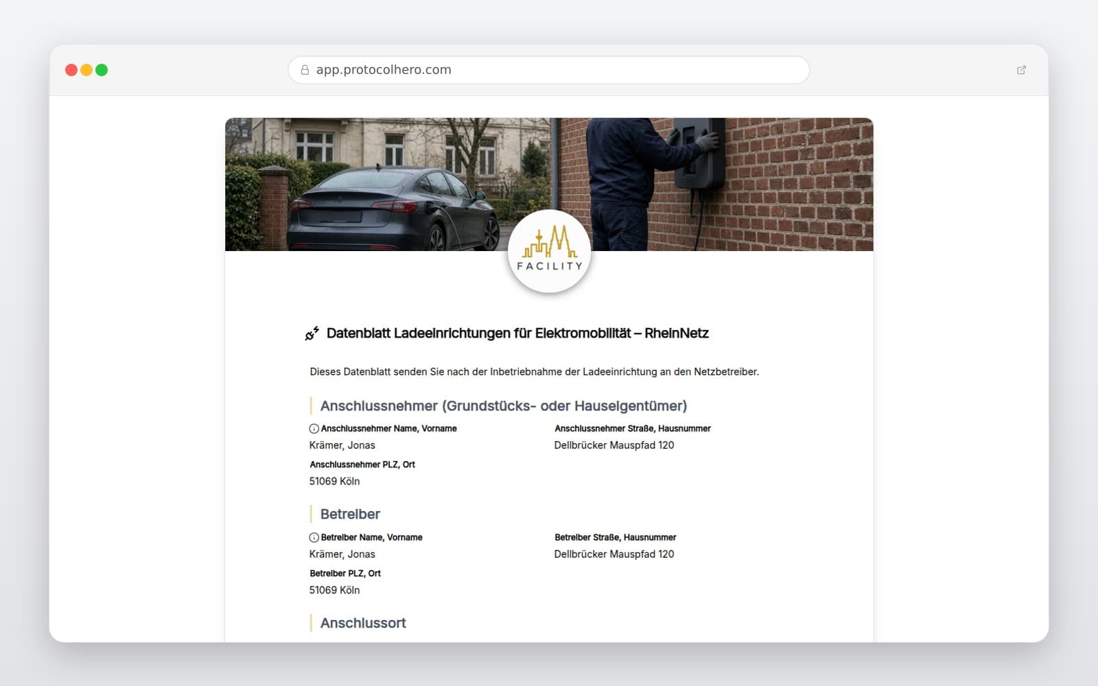 Vorschau der Vorlage „Datenblatt Ladeeinrichtungen für Elektromobilität – RheinNetz"