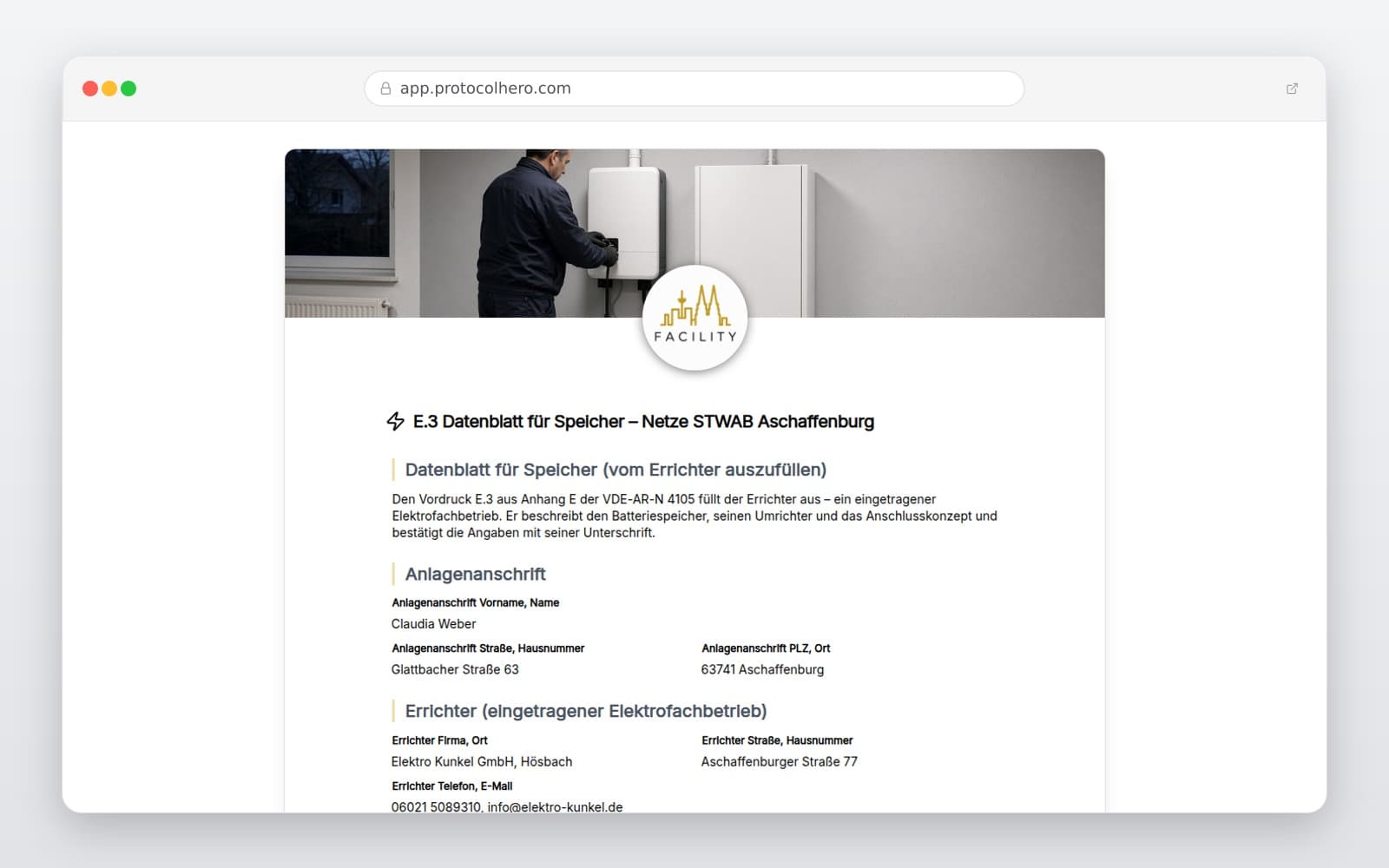 Vorschau der Vorlage „E.3 Datenblatt für Speicher – Netze STWAB Aschaffenburg"