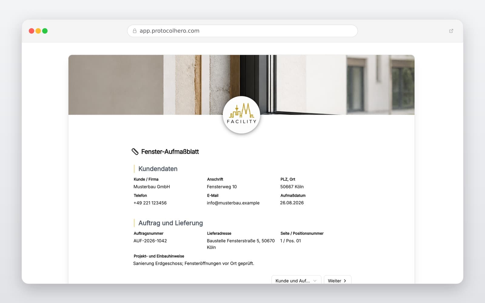 Vorschau der Vorlage „Fenster Aufmaßblatt Vorlage – Digitales Fensteraufmaß fürs Handwerk"