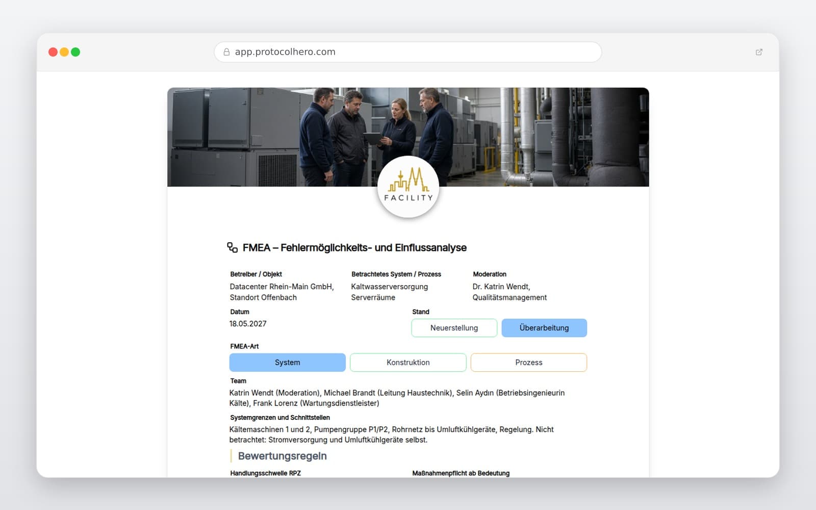 Vorschau der Vorlage „FMEA – Fehlermöglichkeits- und Einflussanalyse"