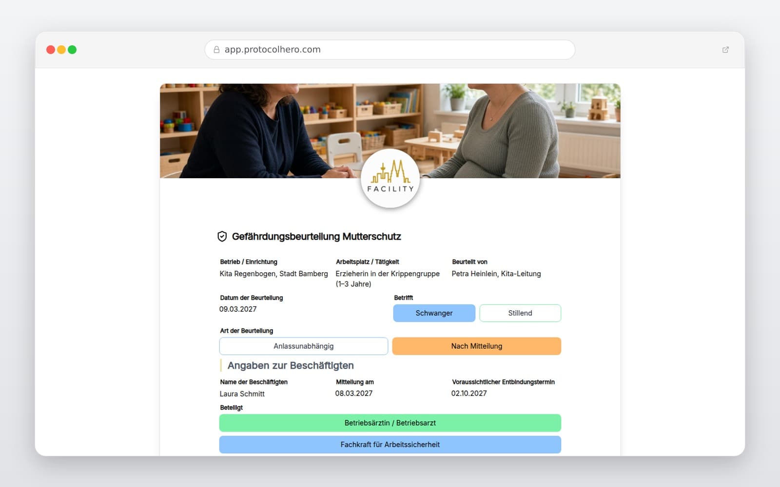 Vorschau der Vorlage „Gefährdungsbeurteilung Mutterschutz"