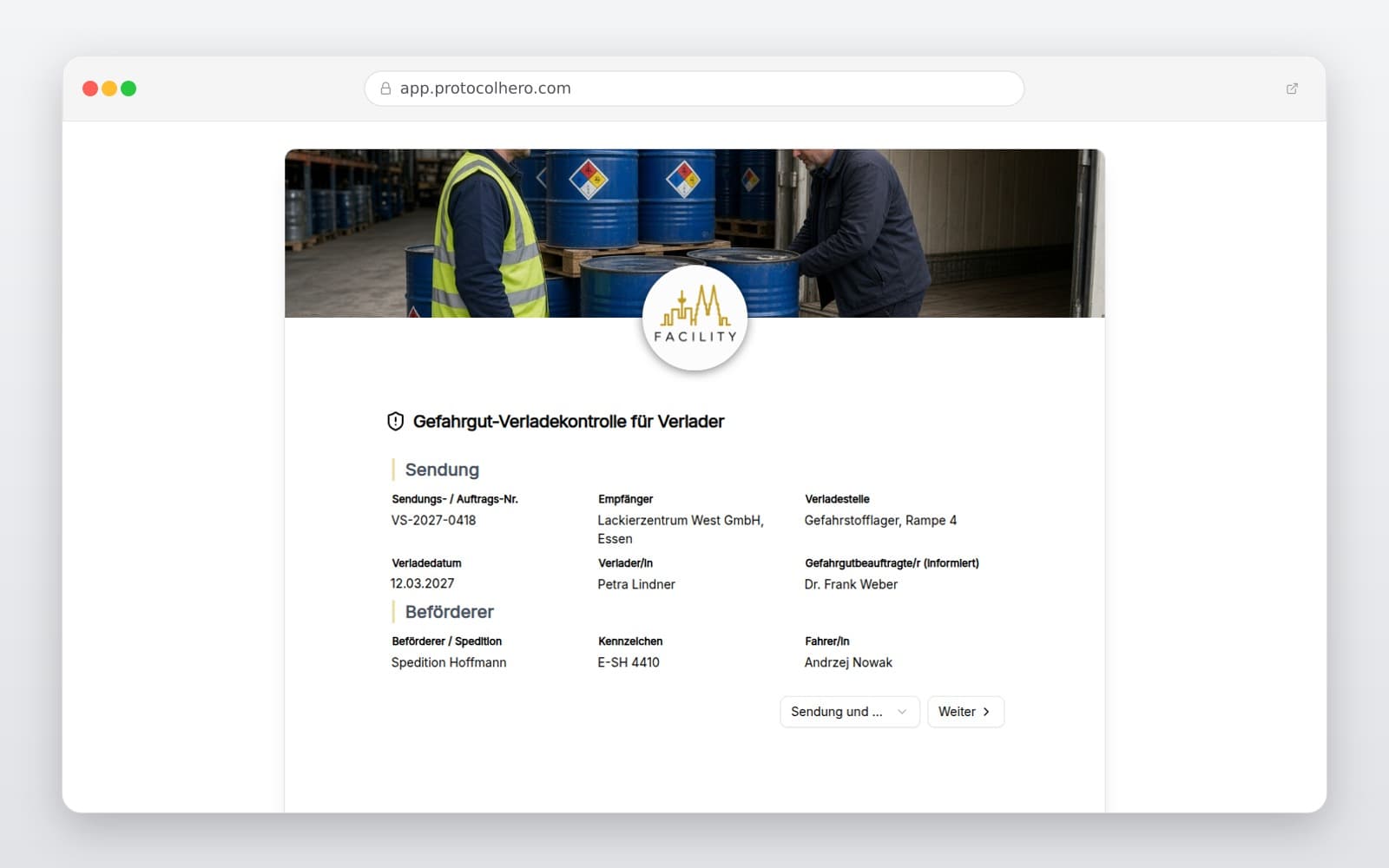 Vorschau der Vorlage „Gefahrgut-Verladekontrolle für Verlader"