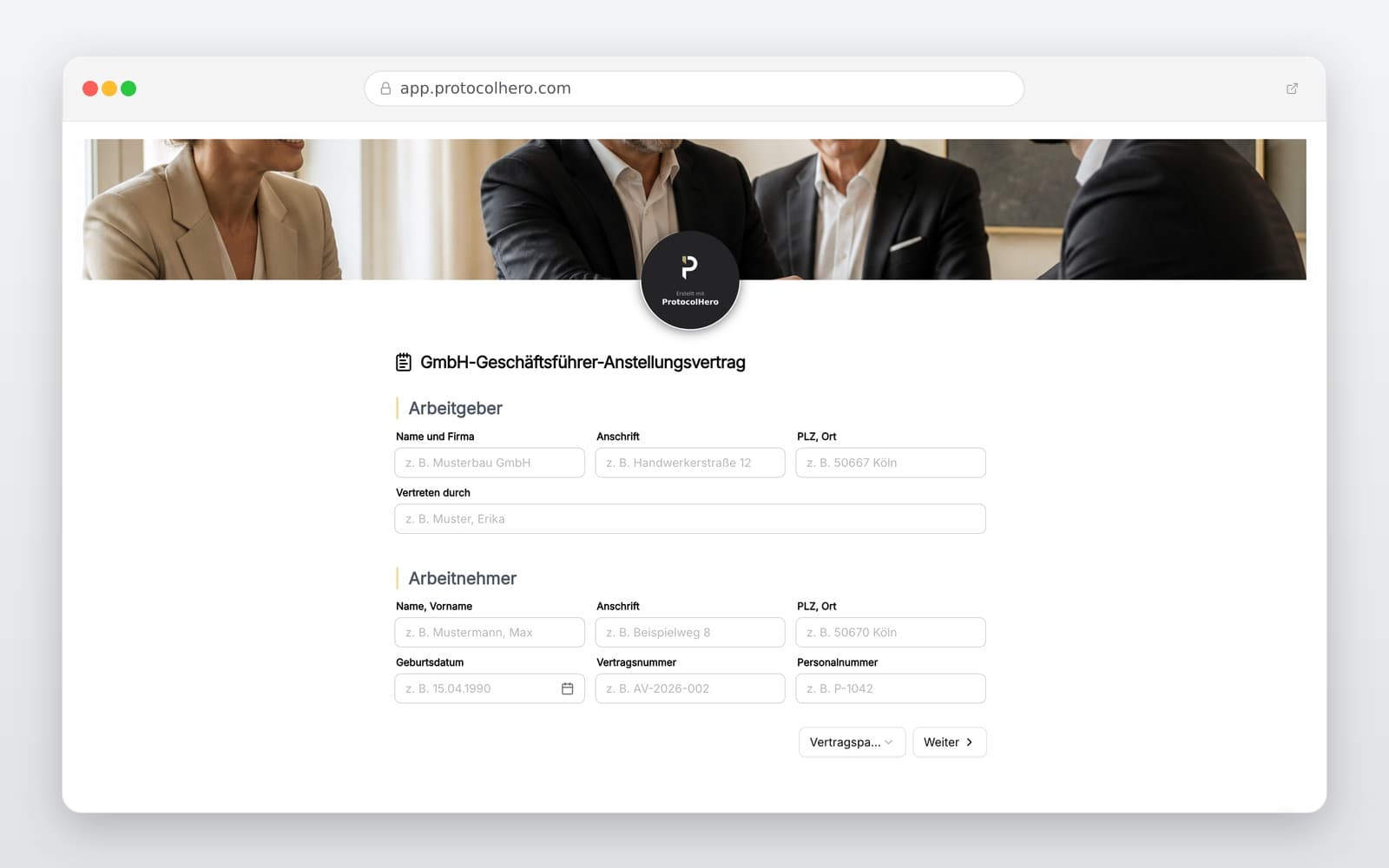 Vorschau der Vorlage „GmbH-Geschäftsführer-Anstellungsvertrag Vorlage"
