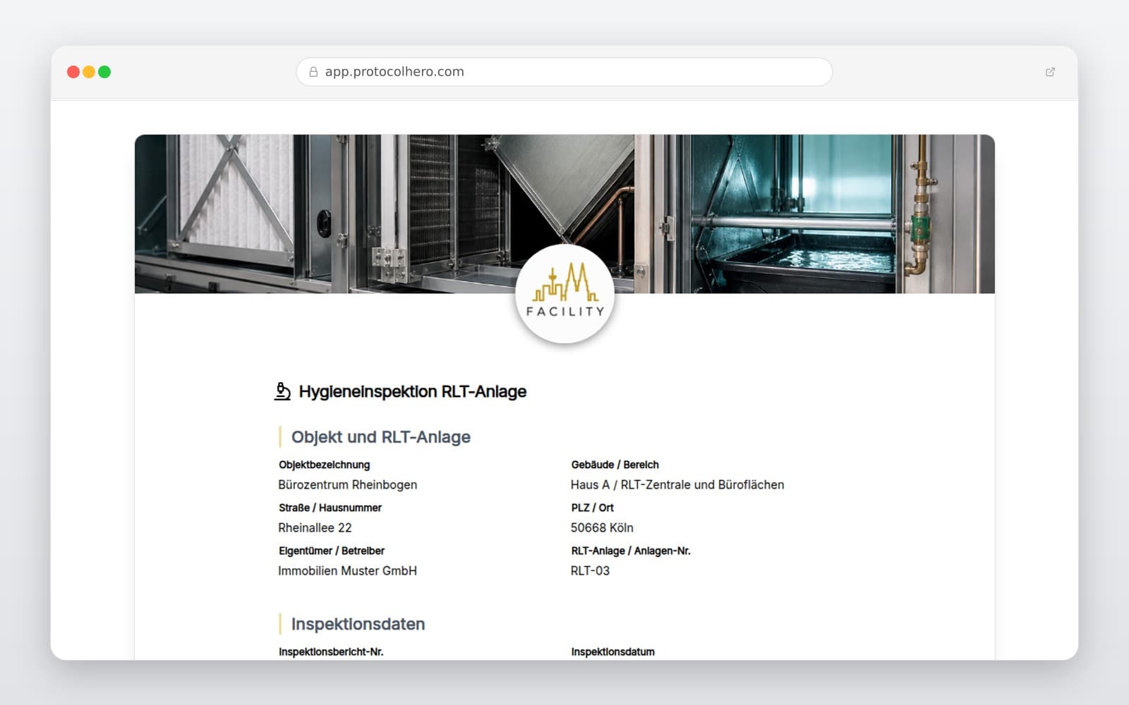 Vorschau der Vorlage „Hygieneinspektion RLT-Anlage – Vorlage nach VDI 6022"