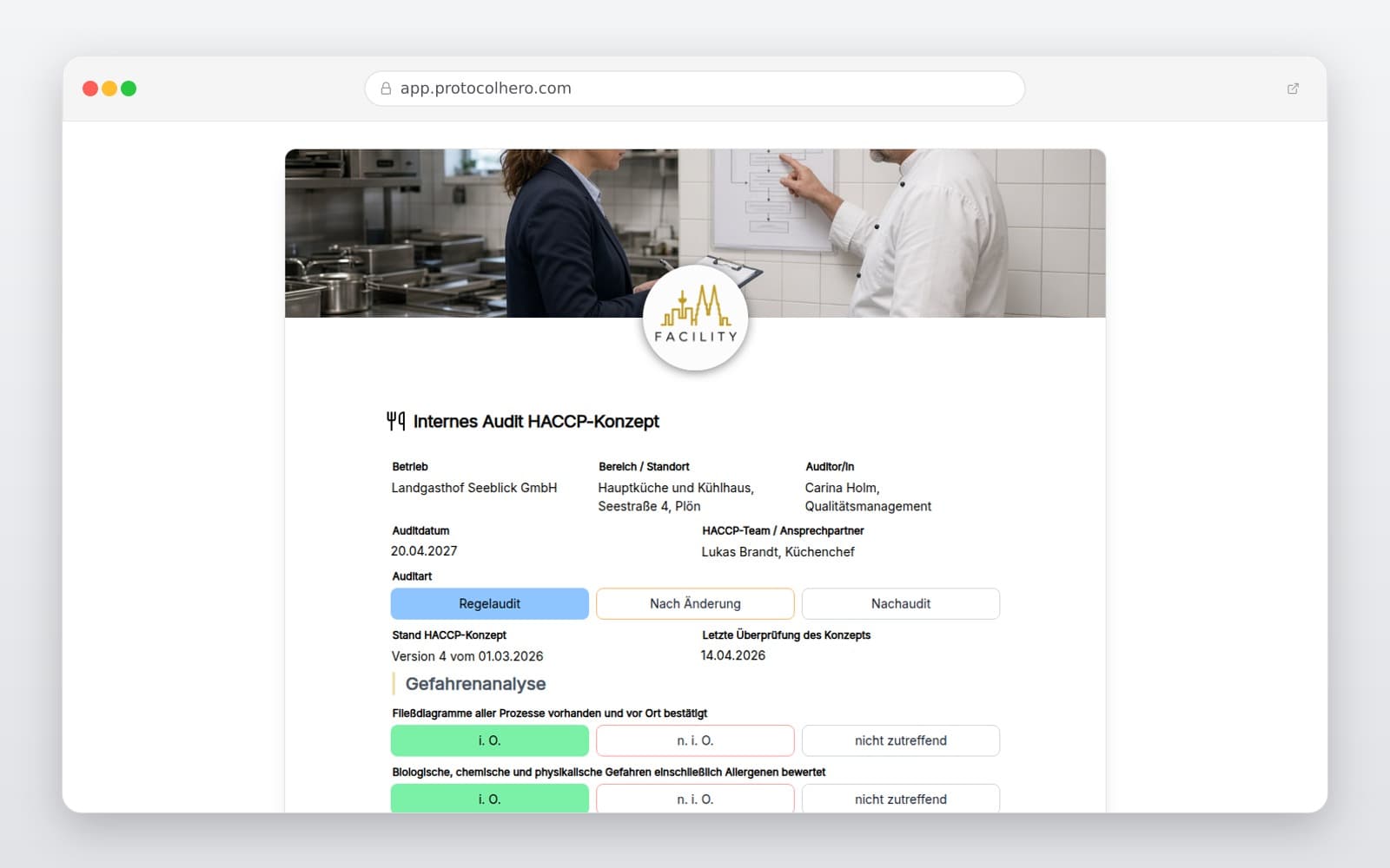 Vorschau der Vorlage „Internes Audit HACCP-Konzept"