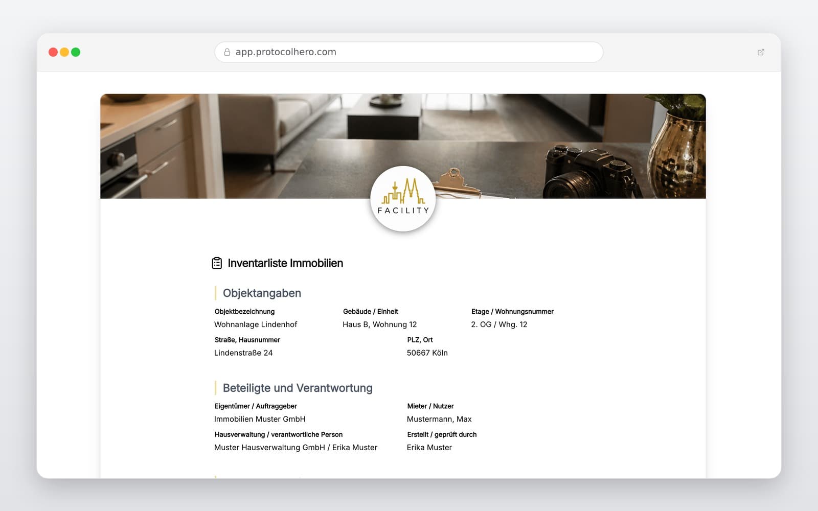 Vorschau der Vorlage „Digitale Inventarliste für Immobilien – Vorlage"
