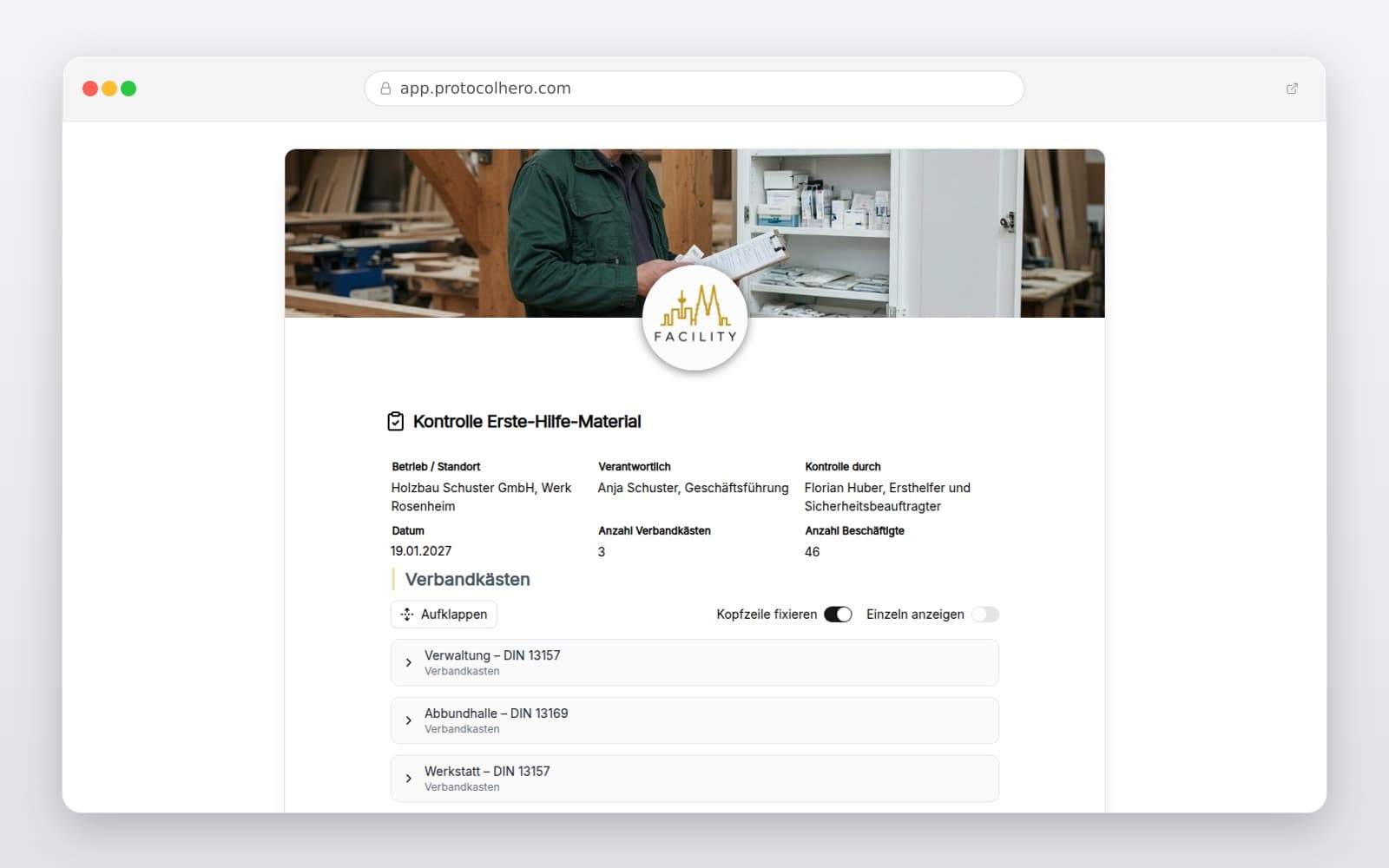Vorschau der Vorlage „Kontrolle Erste-Hilfe-Material"