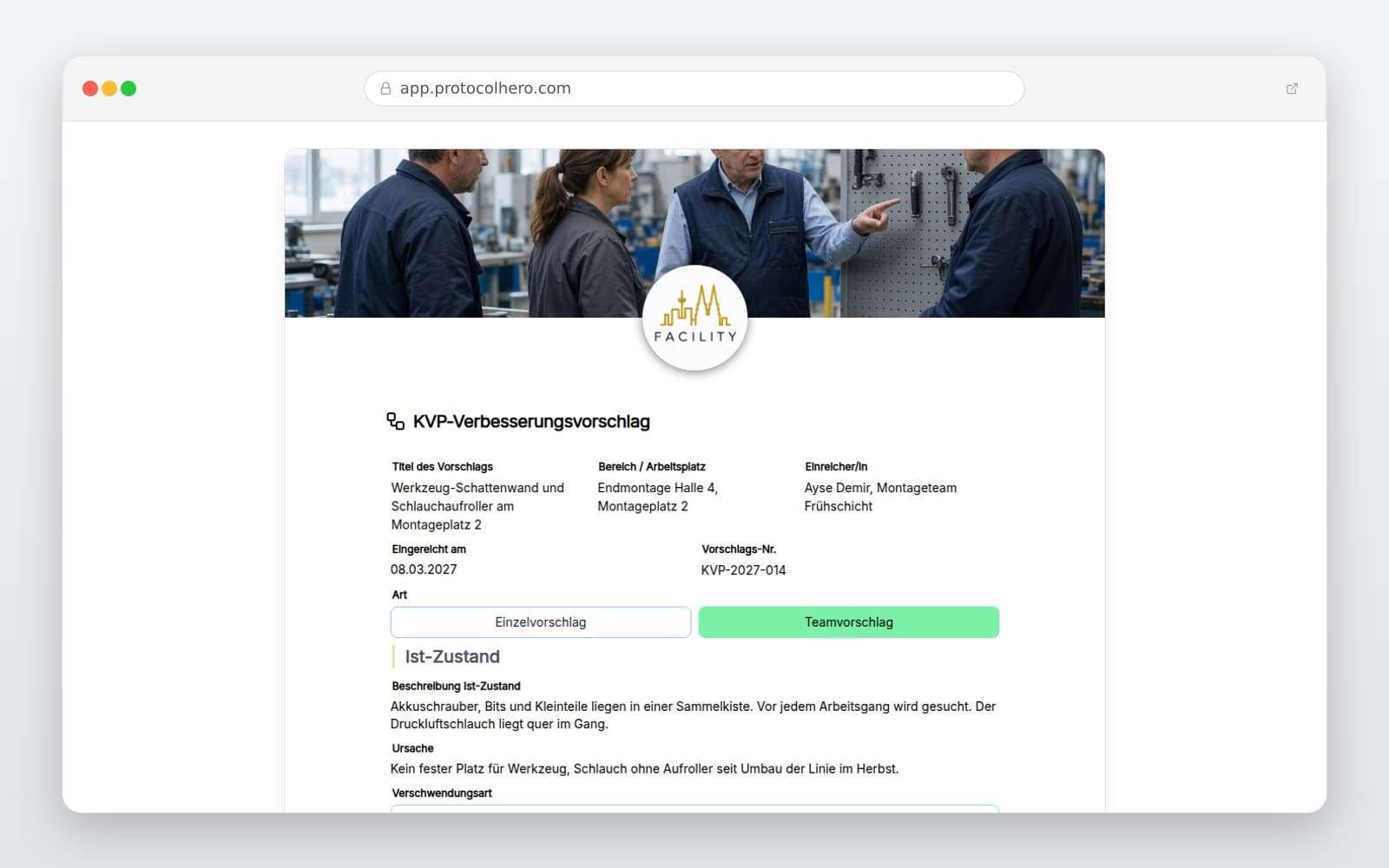 Vorschau der Vorlage „KVP-Verbesserungsvorschlag"