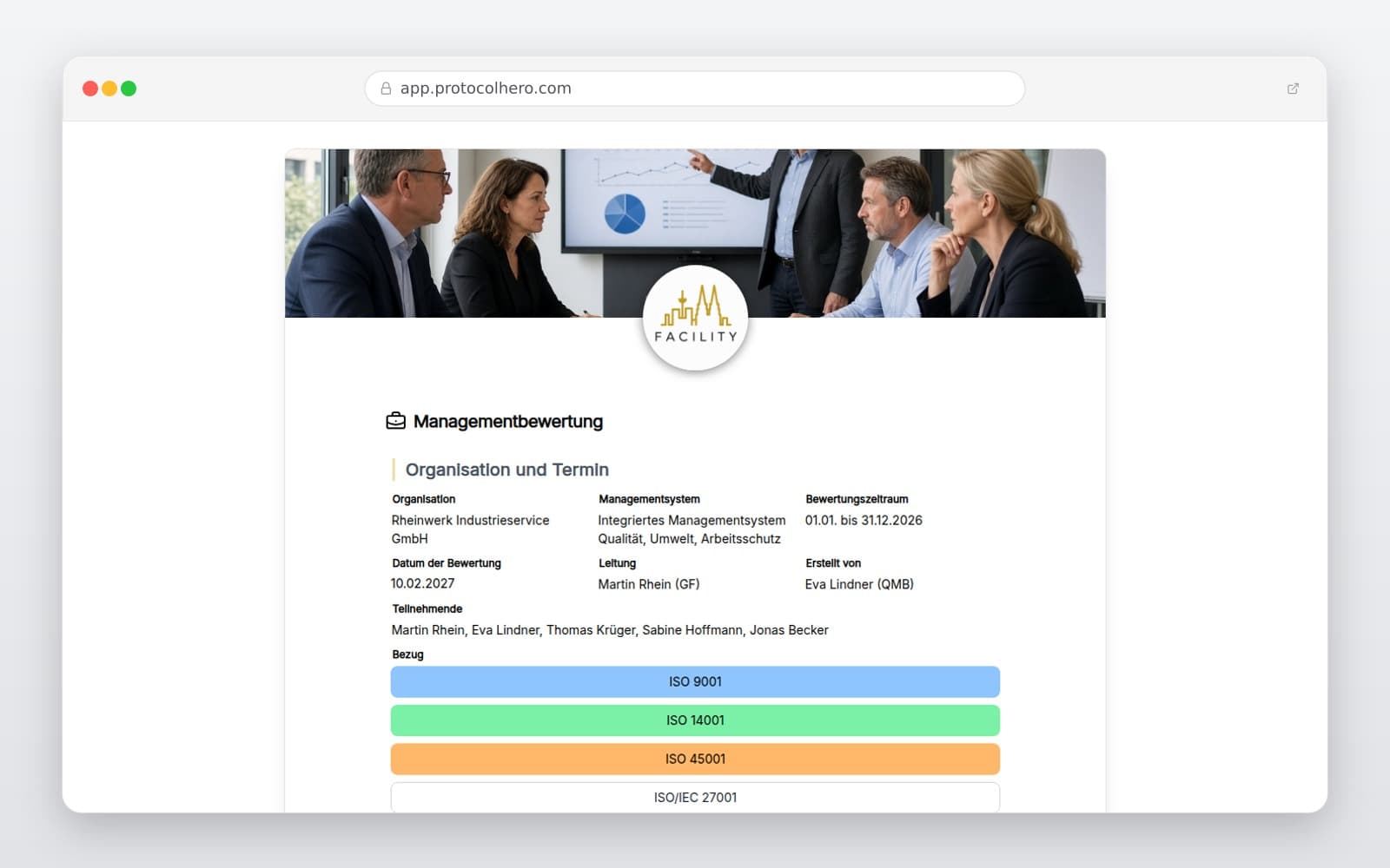Vorschau der Vorlage „Managementbewertung"