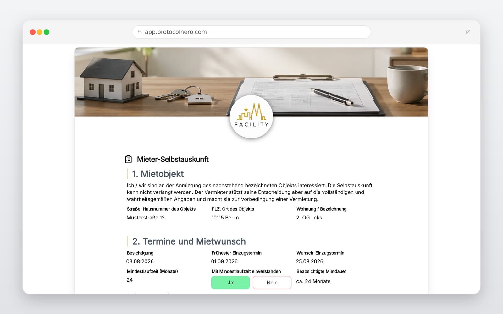 Vorschau der Vorlage „Mieterselbstauskunft Vorlage – Digital & DSGVO-konform für Vermieter"