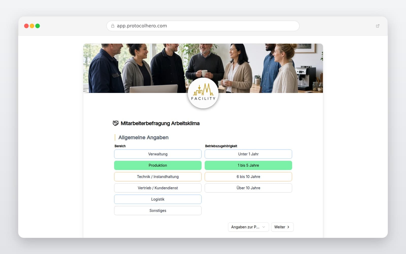 Vorschau der Vorlage „Mitarbeiterbefragung Arbeitsklima"