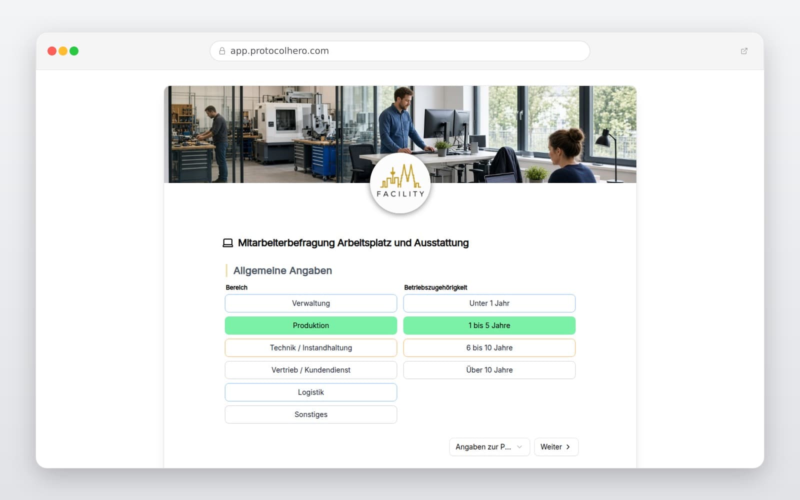 Vorschau der Vorlage „Mitarbeiterbefragung Arbeitsplatz und Ausstattung"