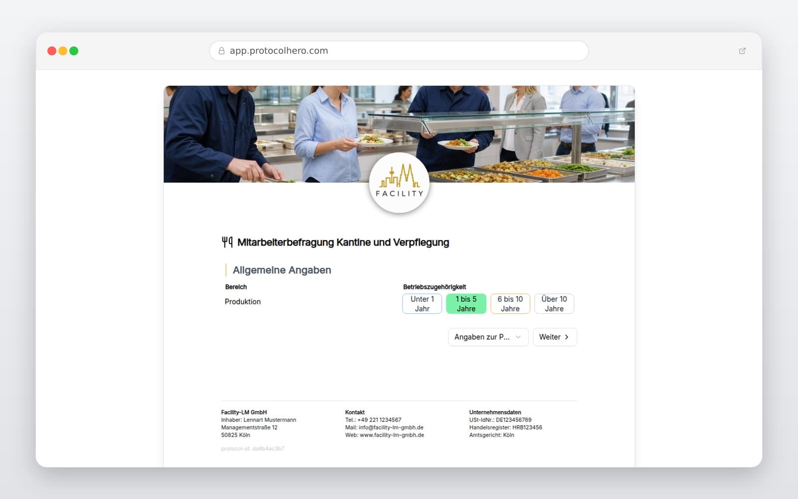 Vorschau der Vorlage „Mitarbeiterbefragung Kantine und Verpflegung"