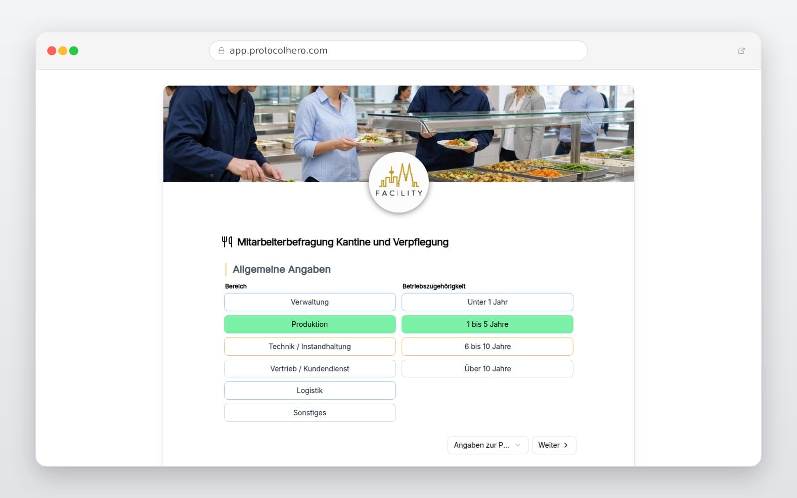 Vorschau der Vorlage „Mitarbeiterbefragung Kantine und Verpflegung"