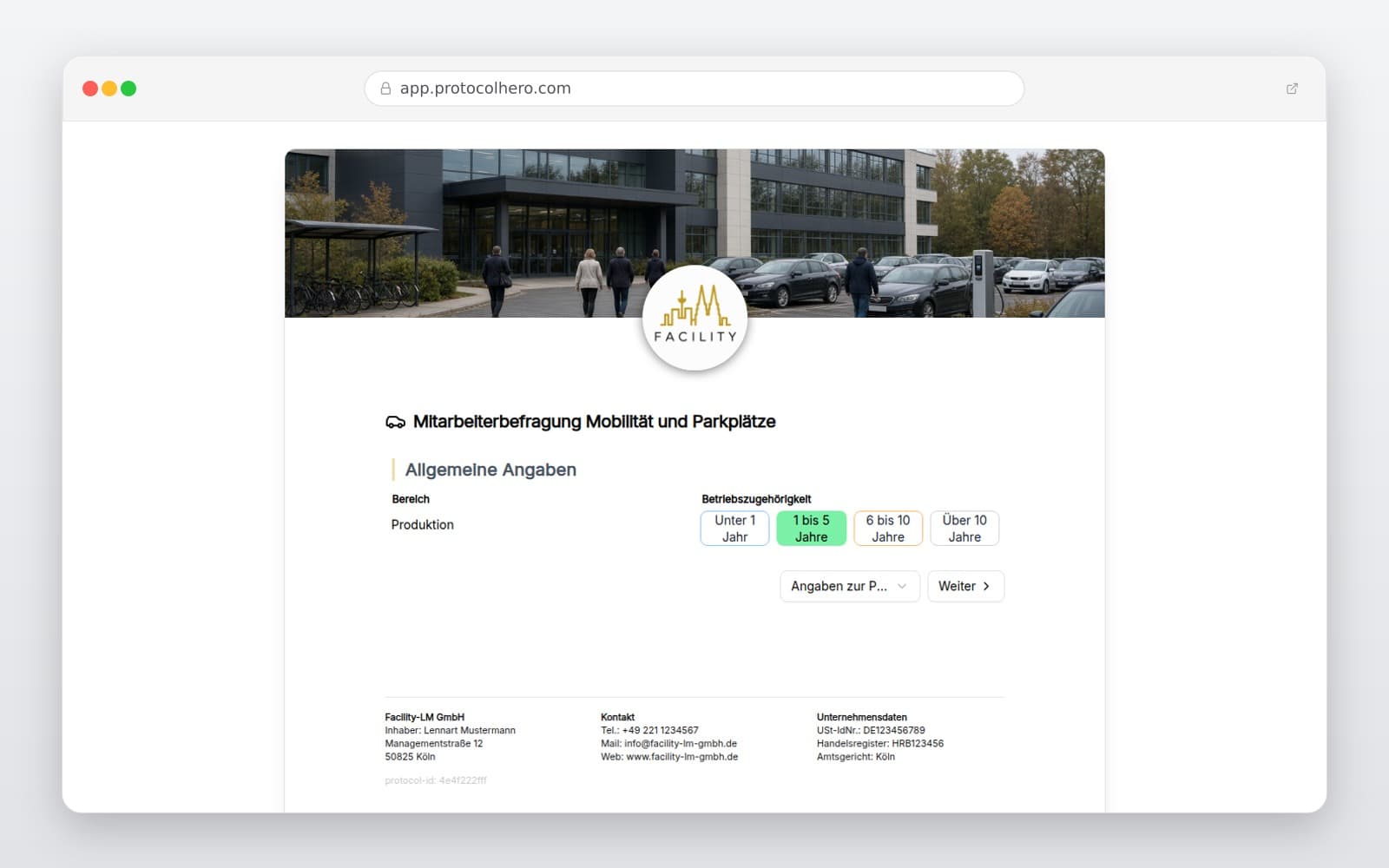 Vorschau der Vorlage „Mitarbeiterbefragung Mobilität und Parkplätze"