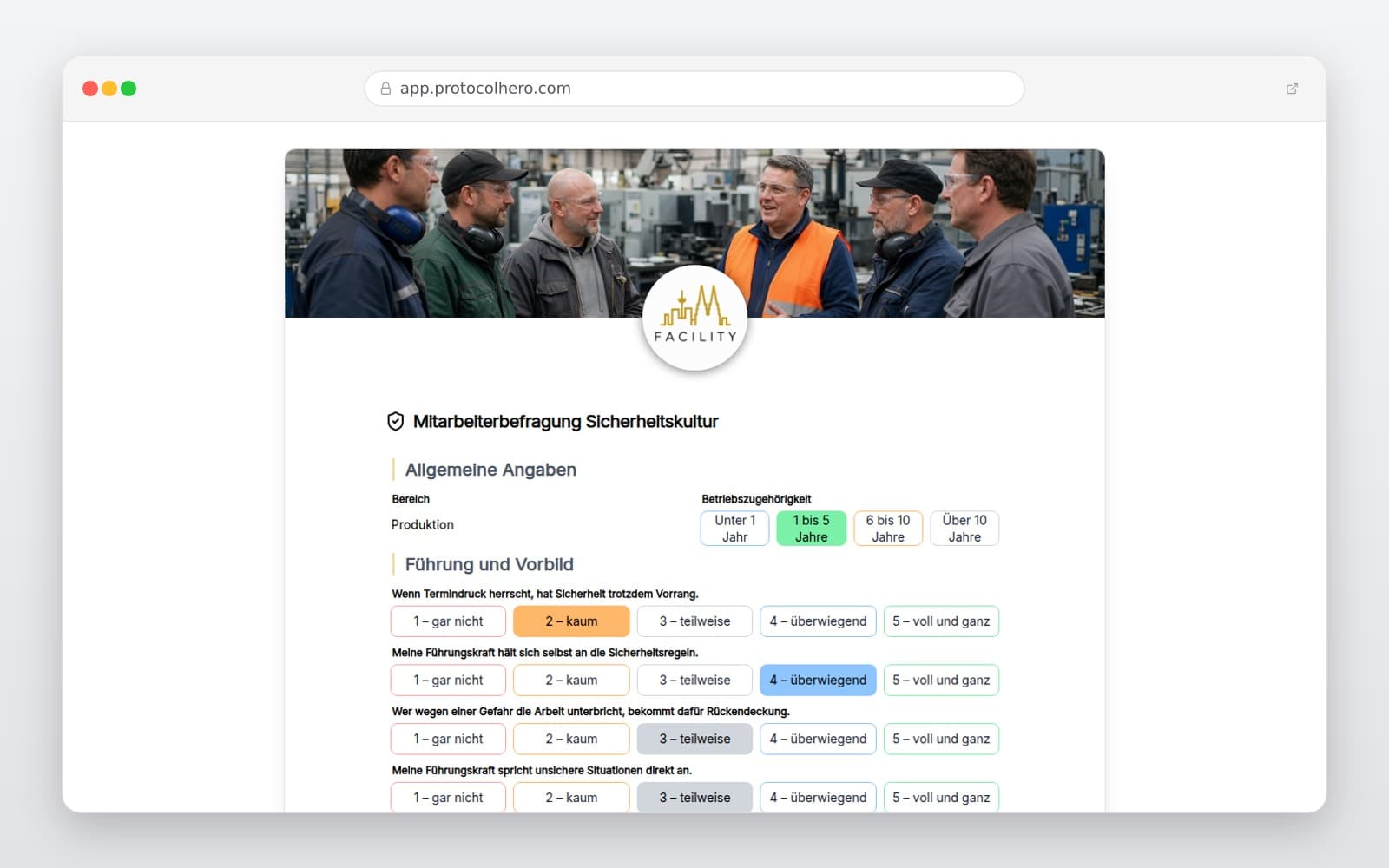 Vorschau der Vorlage „Mitarbeiterbefragung Sicherheitskultur"