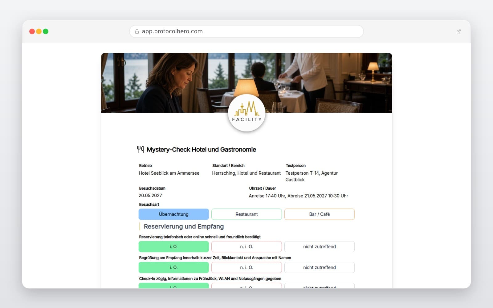 Vorschau der Vorlage „Mystery-Check Hotel und Gastronomie"
