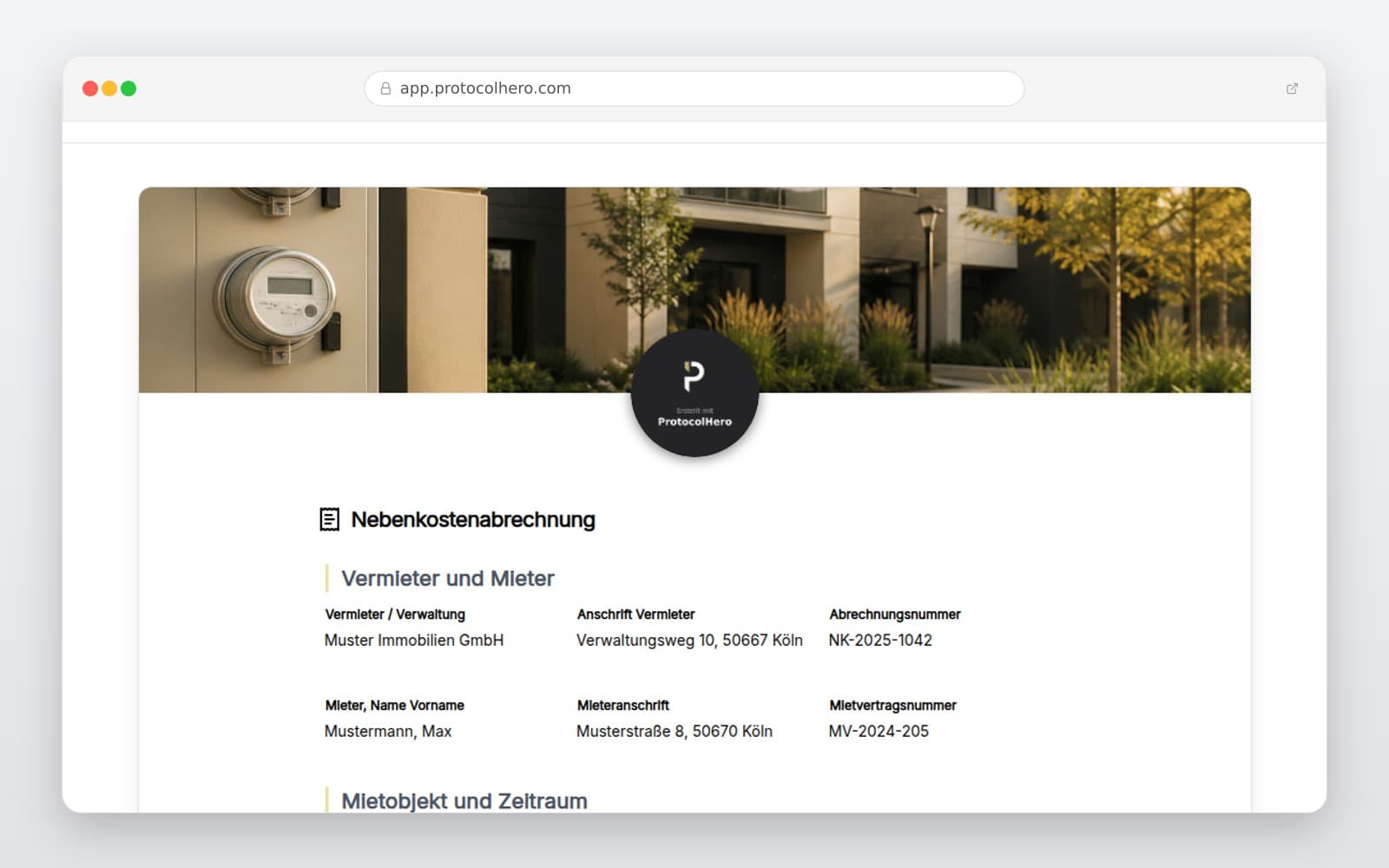 Vorschau der Vorlage „Nebenkostenabrechnung Vorlage – Betriebskosten digital abrechnen"