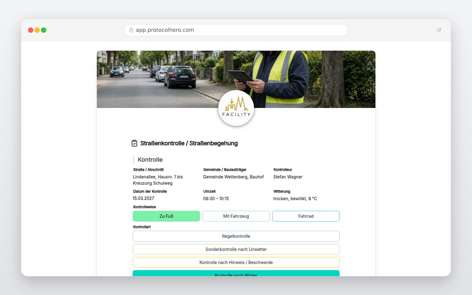 Vorschau der Vorlage „Straßenkontrolle / Straßenbegehung"
