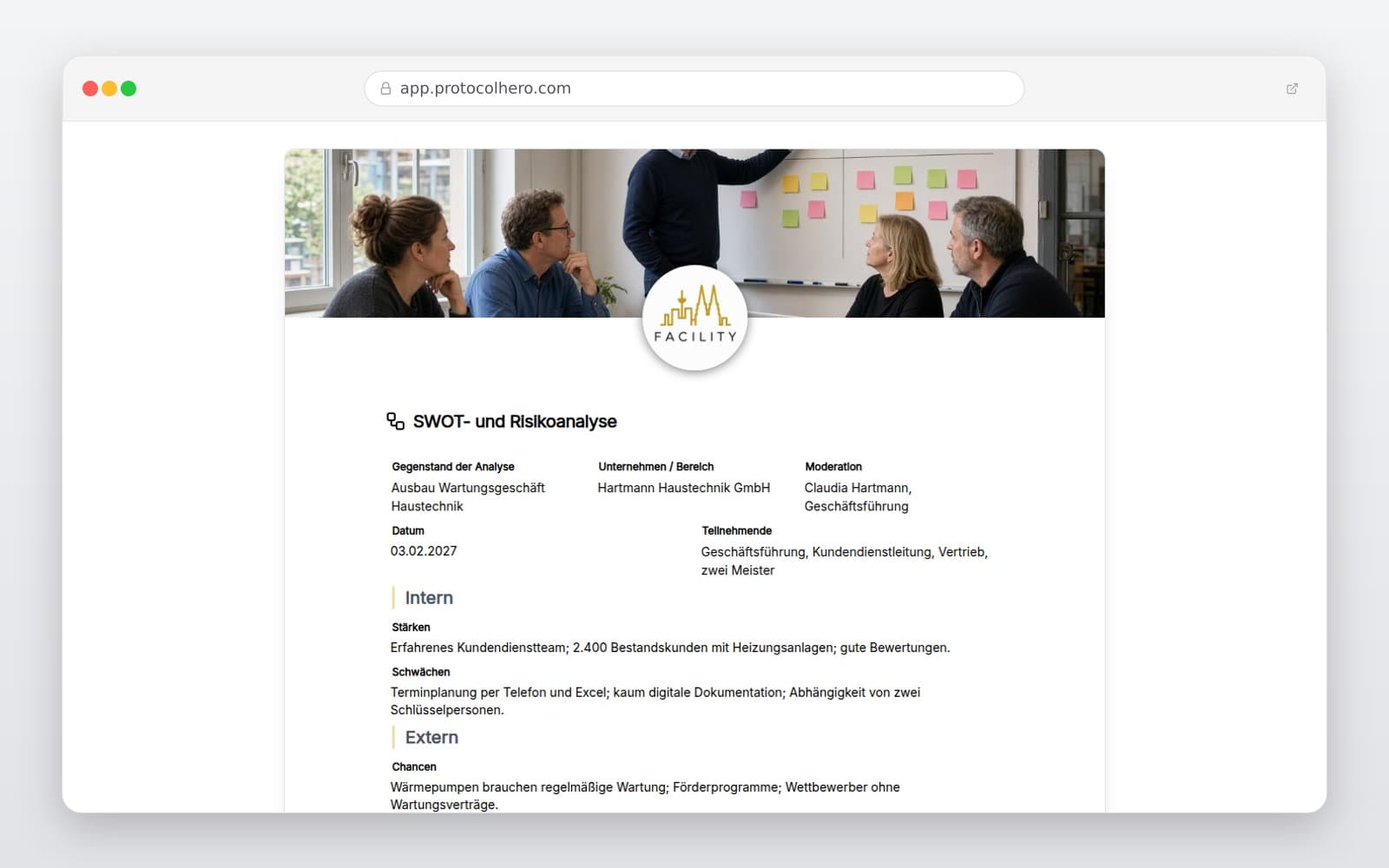 Vorschau der Vorlage „SWOT- und Risikoanalyse"
