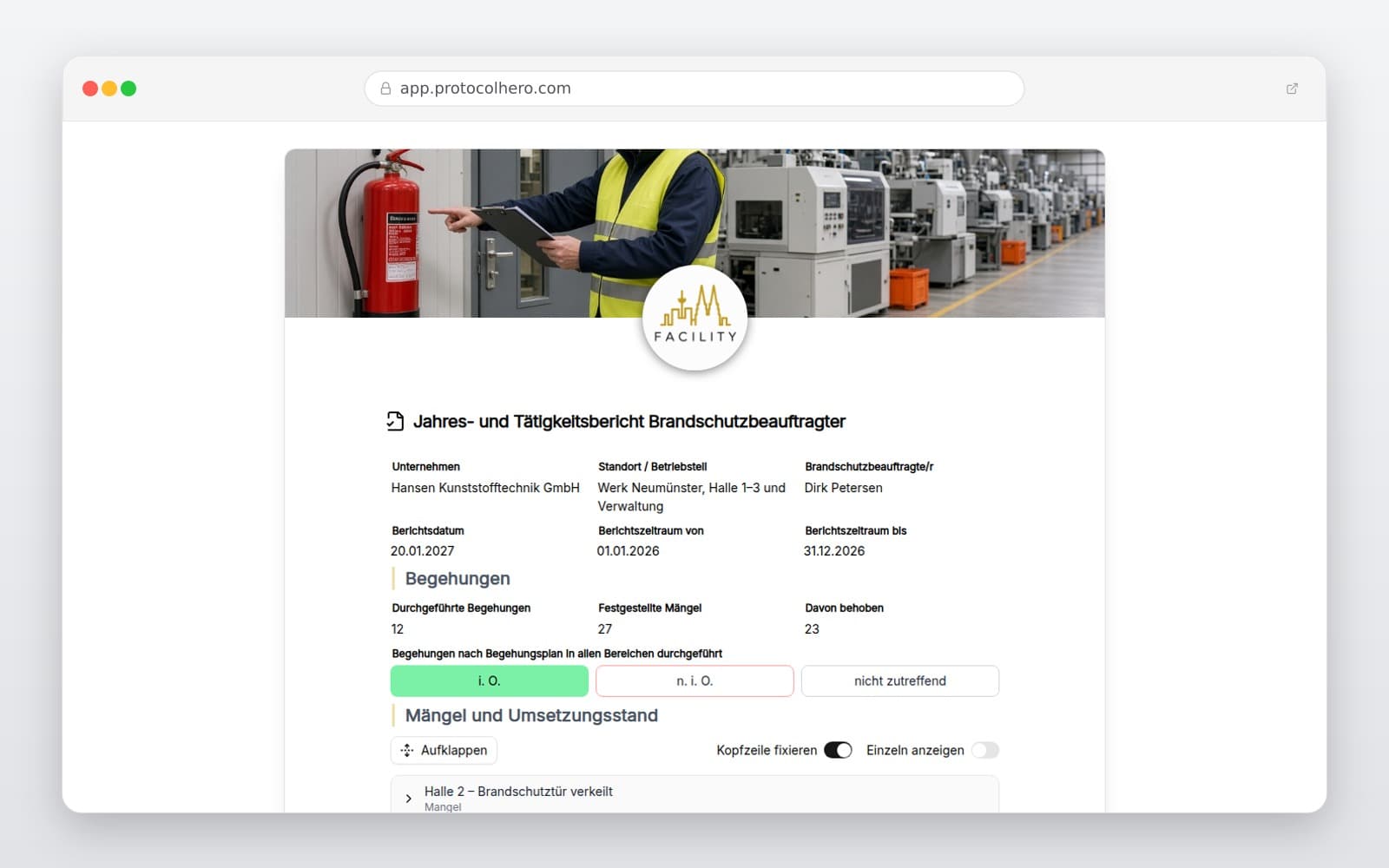 Vorschau der Vorlage „Jahres- und Tätigkeitsbericht Brandschutzbeauftragter"