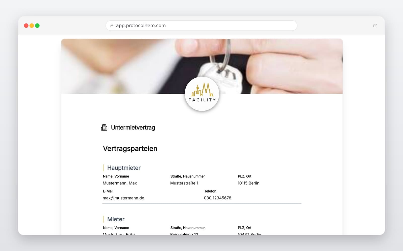 Vorschau der Vorlage „Untermietvertrag Vorlage – Mietvertrag für WG & Wohnung"