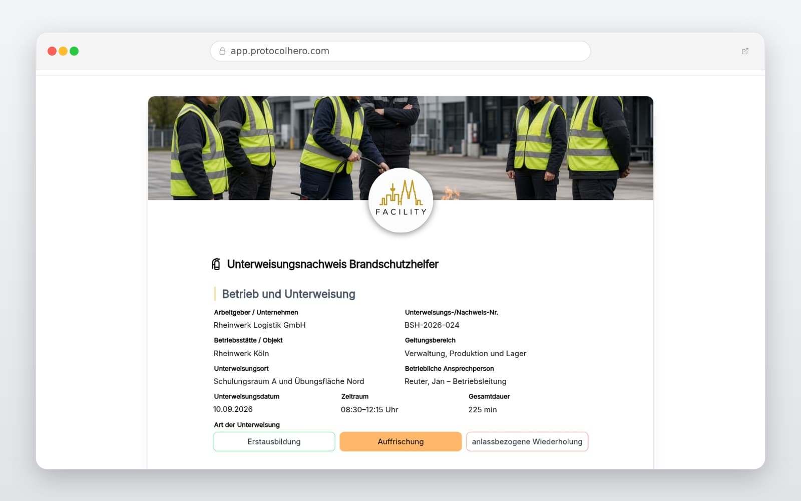 Vorschau der Vorlage „Brandschutzhelfer-Unterweisung dokumentieren – digitale Vorlage"