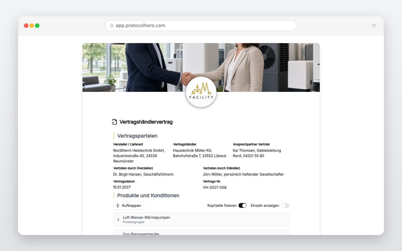 Vorschau der Vorlage „Vertragshändlervertrag"