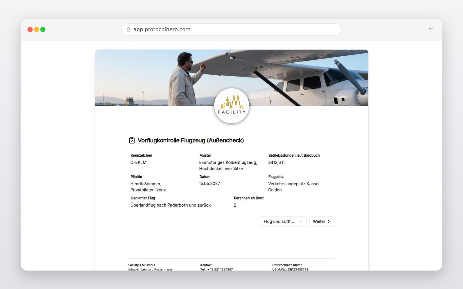 Vorschau der Vorlage „Vorflugkontrolle Flugzeug (Außencheck)"